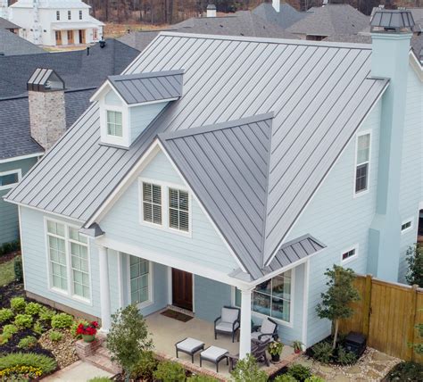 silver metal roof blue house|colors that go with metal roof.